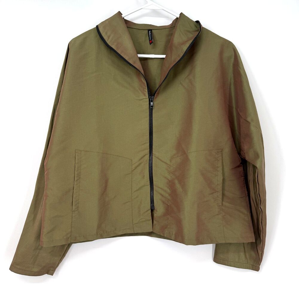 Babette SF Jacket Full Zip Lagenlook Windbreaker Green Modern Women Size L